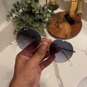 Ray-Ban Gold Frame Sunglasses with Dark Lenses